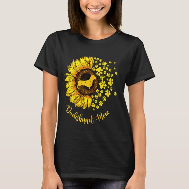 Sonnenblume Dackel Mama Hund Lover T-Shirt (Vorderseite)