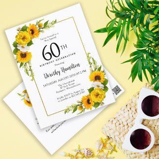 Sonnenblume Daisy 60. Geburtstagsparty Einladung Postkarte
