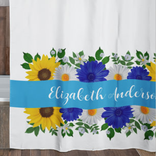 Sonnenblume Daisy Blue Floral Duschvorhang