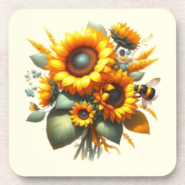 Sonnenblume Daisy Floral Getränkeuntersetzer (Vorderseite)