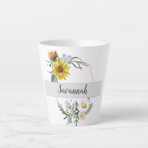Sonnenblume Daisy Painted Floral Monogram Name Milchtasse