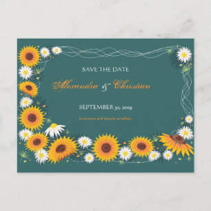 Sonnenblume Daisy Save the Date Hochzeitsankündigu Ankündigungspostkarte
