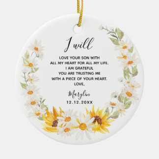 Sonnenblume & Daisy Wreath Mother of the Groom Keramik Ornament