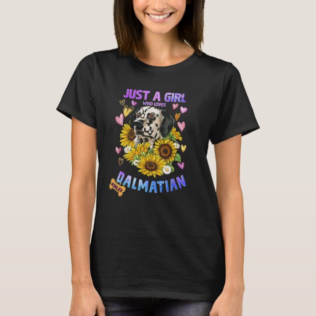 Sonnenblume Dalmatiner Girl Lieben Hund T-Shirt (Vorderseite)