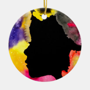 Sonnenblume Dame Silhouette Aquarellkunst Keramik Ornament