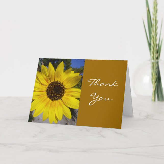 Sonnenblume dank Gold Dankeskarte (Vorderseite)