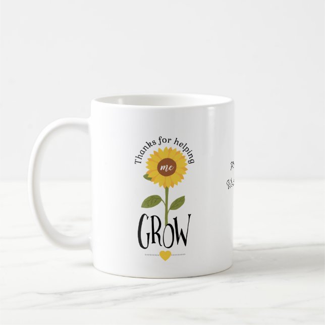 Sonnenblume danke, dass du mir geholfen hast, Lehr Kaffeetasse (Links)
