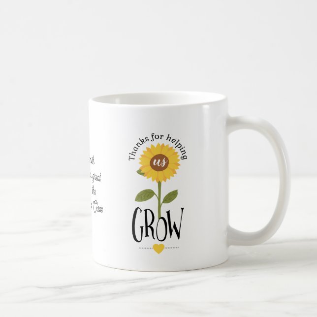 Sonnenblume danke Ihnen, dass Sie uns geholfen hab Kaffeetasse (Rechts)