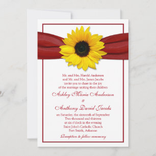 Sonnenblume Deep Red Ribbon Hochzeit Einladung