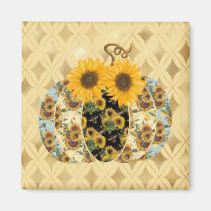 Sonnenblume dekoriert Pumpkin Magnet