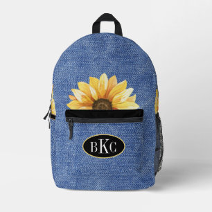 Sonnenblume Denim Monogram Bedruckter Rucksack