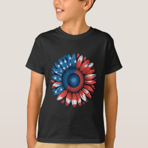 Sonnenblume der amerikanischen Flagge 4. Juli Unab T-Shirt