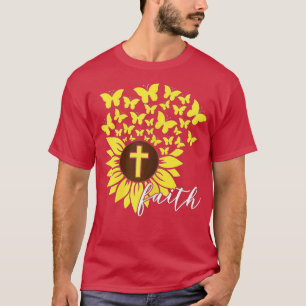 Sonnenblume Der Glaube Schmetterlinge Christliche T-Shirt