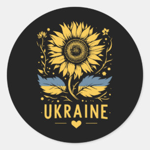 Sonnenblume der Ukraine Ich stehe mit der Ukraine Runder Aufkleber