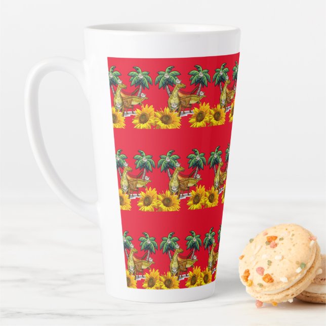 Sonnenblume Dinosaurier Blumenfloral Latte Tasse (Beispiel)