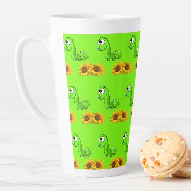 Sonnenblume Dinosaurier Blumenfloral Latte Tasse (Beispiel)