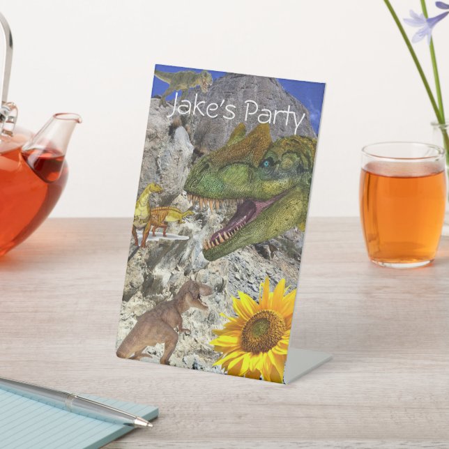 Sonnenblume Dinosaurier Pedestal Schild (In SItu)