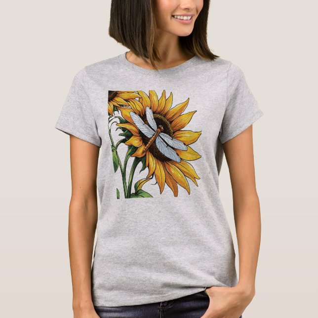 Sonnenblume Dragonfly Graphic T-Shirt (Vorderseite)