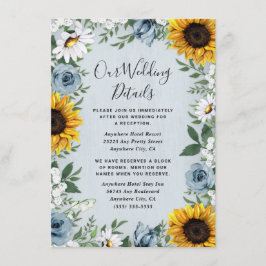 Sonnenblume Dusty Blue Country Rustikale Rose Hoch Begleitkarte