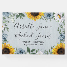 Sonnenblume Dusty Blue Country Rustikale Rose Hoch Gästebuch