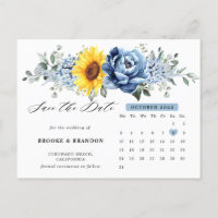 Sonnenblume Dusty Blue Peony Calendar Save the Dat