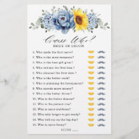 Sonnenblume Dusty Blue Slate Brautparty Game