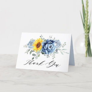 Sonnenblume Dusty Blue Slate Peony Floral Wedding Dankeskarte