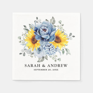 Sonnenblume Dusty Blue Slate Peony Floral Wedding Serviette