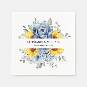 Sonnenblume Dusty Blue Slate Peony Floral Wedding Serviette