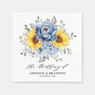 Sonnenblume Dusty Blue Slate Peony Floral Wedding Serviette