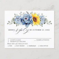 Sonnenblume Dusty Blue Slate Peony Wedding RSVP