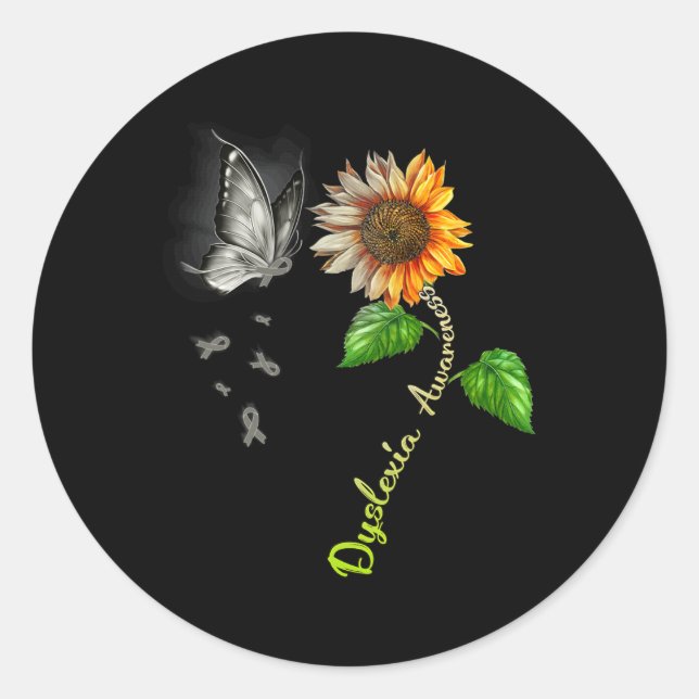 Sonnenblume Dyslexie Bewusstsein Runder Aufkleber (Vorderseite)