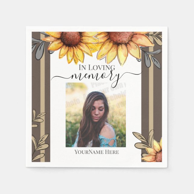 Sonnenblume Einfaches Foto Beerdigung Keepake Serviette (Vorderseite)