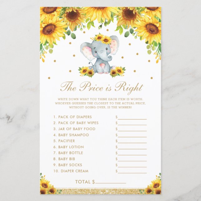 Sonnenblume Elefant der Preis ist das richtige Dus (Vorderseite)