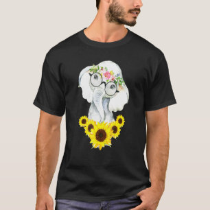 Sonnenblume Elefant mit Garland in Kopf und Glas T-Shirt