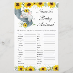 Sonnenblume Elefantendusche Name des Babytieres