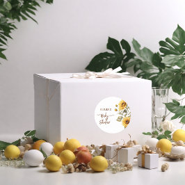 Sonnenblume Elegant Boho Floral Baby Dusche Runder Aufkleber
