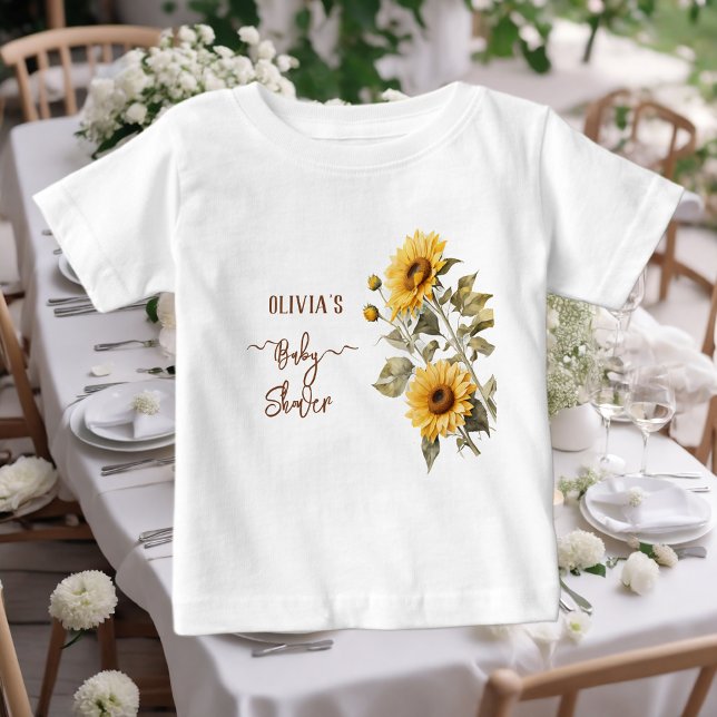Sonnenblume Elegant Boho Floral Baby Dusche T-shirt (Von Creator hochgeladen)
