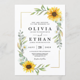 Sonnenblume Elegant Rustic Geometric Gold Einladung