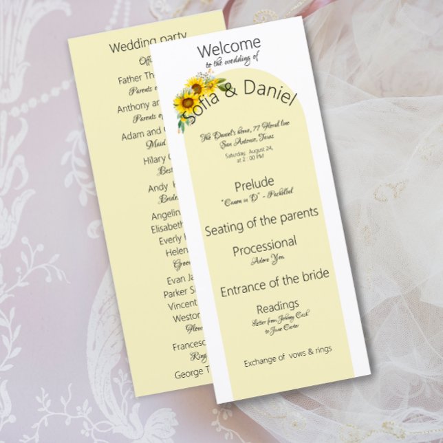 Sonnenblume elegante Bogen-Hochzeitsprogramm Flach (Von Creator hochgeladen)