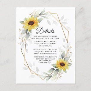 Sonnenblume Elegante Rustic Geometric Gold Hochzei Begleitkarte