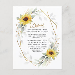 Sonnenblume Elegante Rustic Geometric Gold Hochzei Begleitkarte
