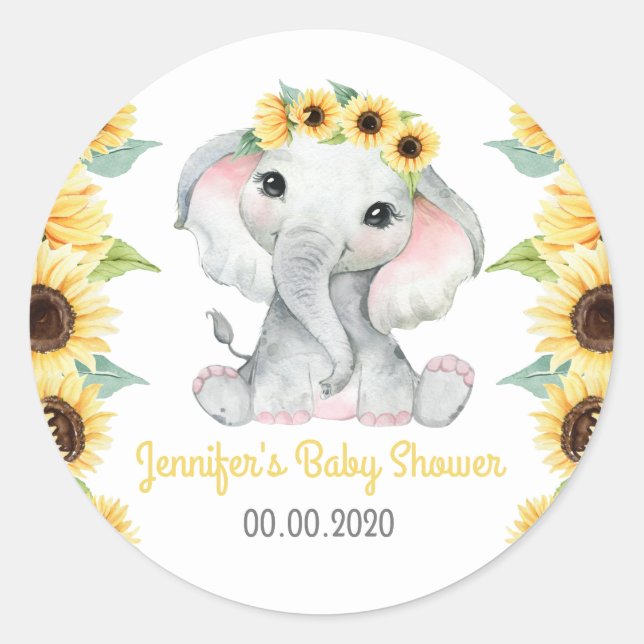 Sonnenblume Elephant Girl Sticker Etikett Babydusc (Vorderseite)