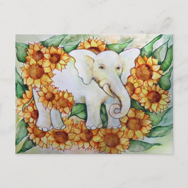 Sonnenblume Elephant Postkarte (Vorderseite)