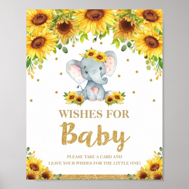 Sonnenblume Elephant wünscht sich Baby-Signage-Akt Poster (Vorne)