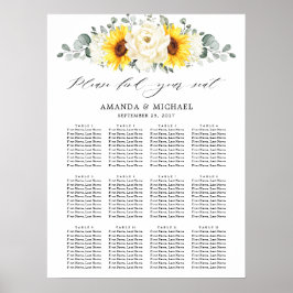 Sonnenblume Elfenbein-Blumenmuster Hochzeitskarte Poster
