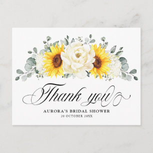 Sonnenblume Elfenbein Pfingstrose Brautparty Danke Postkarte