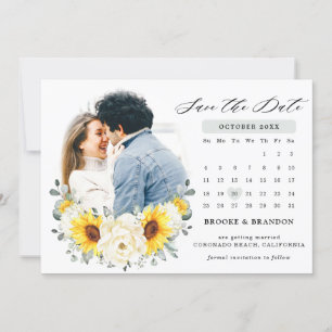 Sonnenblume Elfenbein Pfingstrose Floral Eukalyptu Save The Date