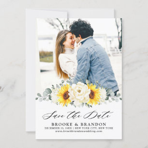 Sonnenblume Elfenbein Pfingstrose Floral Eukalyptu Save The Date