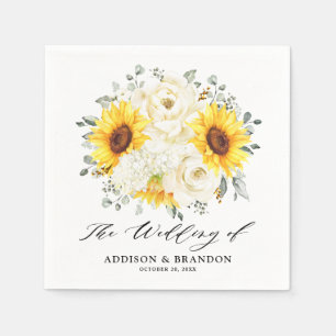 Sonnenblume Elfenbein Pfingstrose Floral Eukalyptu Serviette